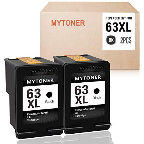 MYTONER Remanufactured Ink Cartridge for HP 63 XL 63XL for Officejet 5258 5255 4655 3830 4650 3833 3831 Envy 4520 4512 4516 Deskjet 1112 3632 2130 2131 3630 3633 3634 Printer (2 Black)