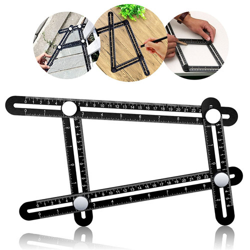FSDUALWIN Universal Angularizer Ruler, Upgraded Aluminum Alloy Multi Functional Ruler,Full Metal Multi Angle Measuring Tool Perfect For Handymen, Builders, Craftsmen, Carpenters, Roofers, Tilers, Grea