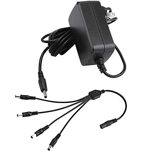HENGYI 12V 2.5A Power Supply Adapter with 1 to 4 Output Power Splitter Cable for CCTV NVR DVR Security Camera