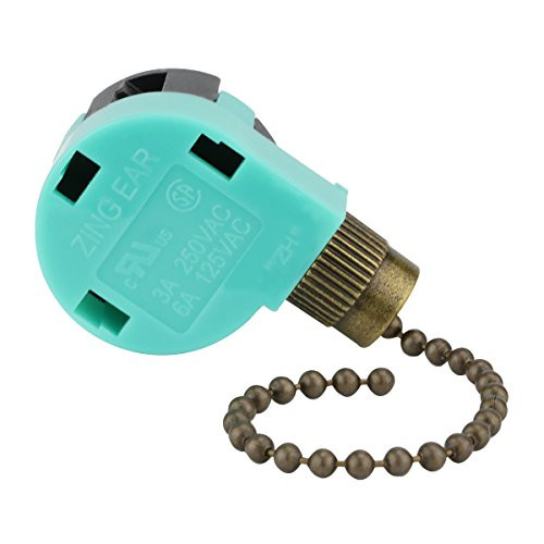 Ceiling Fan Switch Pull Chain Control ZE-268S6 3 Speed 4 wire Speed Control Switch Ceiling Fan Replacement Speed Control Switch (Antique Brass)