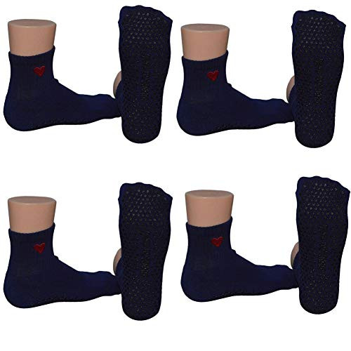 Yoga Socks for Women Non Skid Socks with Grips Barre Socks Pilates Socks for Women (Navy(4 Pairs)