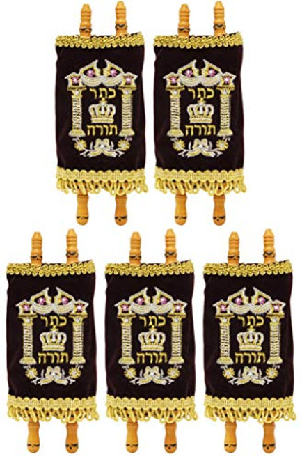 Children's Torah Scrolls Complete, Mini Velvet Sefer Torah - 4" (5-Pack) Children's Torah Scrolls Complete, Mini Velvet Sefer Torah - 4" (5-Pack)