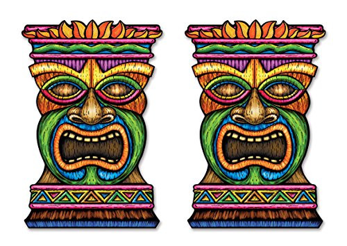 Beistle S54553AZ2, 2 Piece Jumbo Tiki Cutouts, 3', Multicolored