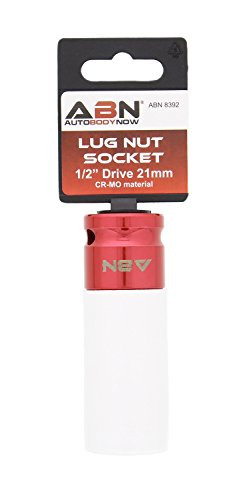 ABN 1/2in Impact Drive 21mm Lug Nut Socket  Non-Marring, Color-Coded, Laser-Etched, Thin-Walled Wheel Rim Protector