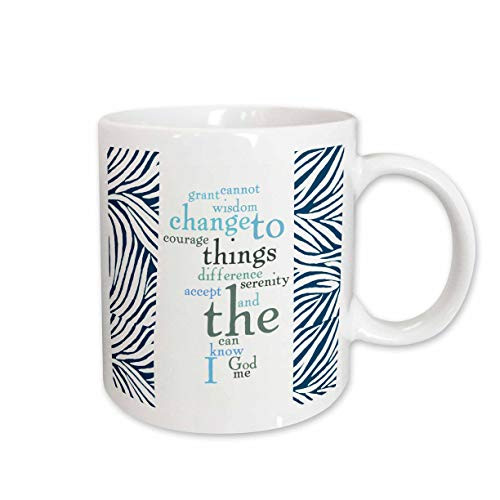 3dRose Serenity Prayer Word Art Zebra Print Ceramic Mug, 15-Ounce