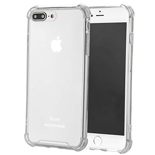 JustInCase iPhone 7 Plus, iPhone 8 Plus Clear Case, Hybrid Anti-Scratch Shockproof Soft TPU Bumper Case Compatible with iPhone 7 Plus/iPhone 8 Plus (iPhone 7 Plus/8 Plus)