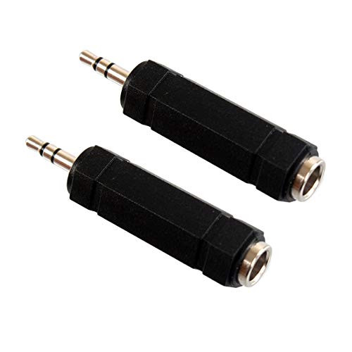 GBIS 2 Pack 3.5mm 3 Pole Male Plug to 6.35mm 1/4 Inch Female Stereo Jack Audio Adapter Headphone Microphone Converter Connector