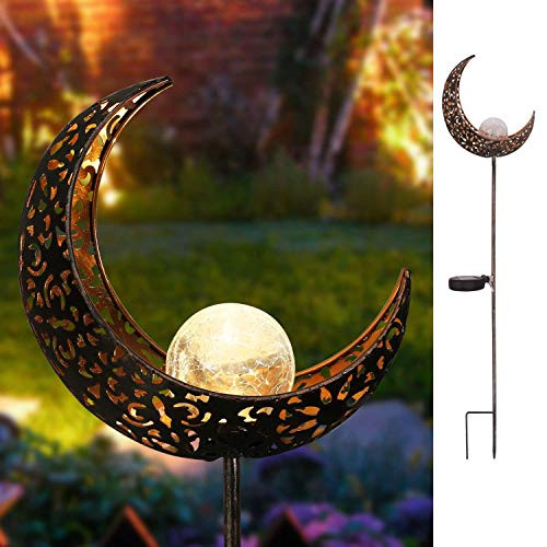 SFgift Garden Solar Lights Pathway Outdoor Brozen Moon Crackle Glass Globe Stake Metal Lights,Waterproof Warm White LED for Lawn,Patio or Courtyard SFgift Garden Solar Lights Pathway Outdoor Brozen Moon Crackle Glass Globe Stake Metal Lights,Waterproof Warm White LED for Lawn,Patio or Courtyard