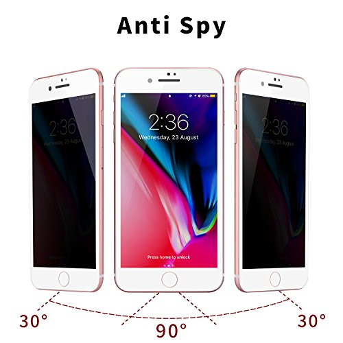 iPhone 8 Screen Protector, iPhone 7 Screen Protector, MOBY Privacy Anti Spy Anti Glare Ballistic Tempered Glass HD 3D Curve Edge,Full Screen Protector 9H Hardness Protector for Apple iPhone7/8, White