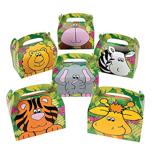 Fun Express - Zoo Animal Treat Box - Party Supplies - Containers & Boxes - Paper Boxes - 12 Pieces