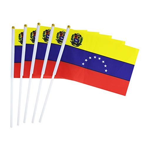 TSMD 50 Pack Venezuela Venezuelan Stick Flag Small Mni Internation Countries National Flags On Stick,Decorations for Venezuelan Theme Party Celebration Events