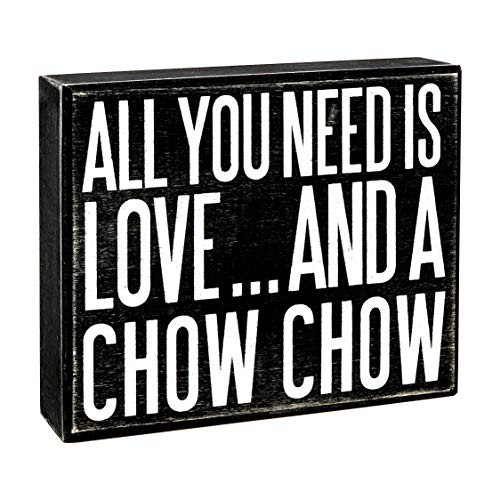 JennyGems - All You Need is Love and a Chow Chow - Wooden Stand Up Box Sign - Chow Chow Gift Series, Chow Moms, Chow Chow Lovers, Teddy Bear Dog