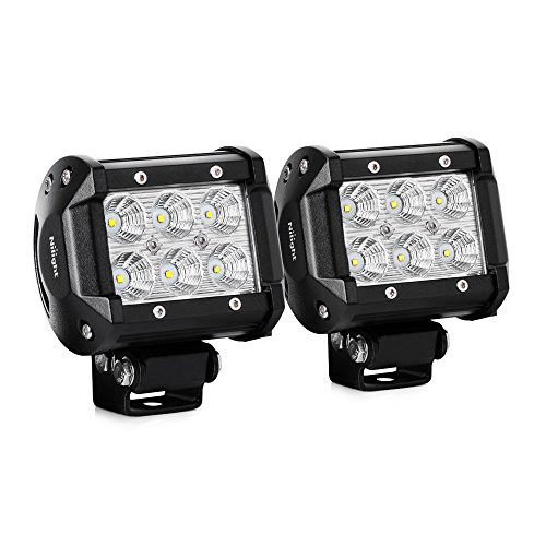 Nilight Led Light Bar 2PCS 18W 4" Flood Driving Fog Light Off Road Lights Boat Lights driving lights Led Work Light SUV Jeep Lamp,2 years Warranty