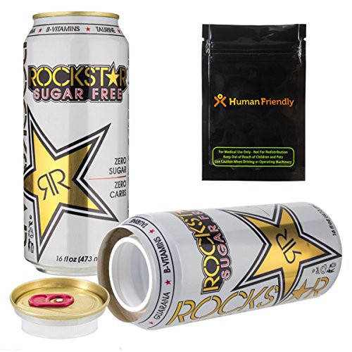 Rockstar Sugar Free Diversion Safe Stash Can w HumanFriendly Smell-Proof Bag