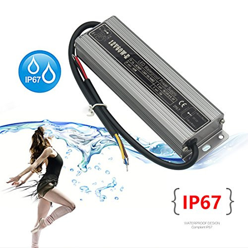 60 Watt Waterproof IP67 LED Power Supply Driver Transformer 110V AC 60Hz to 12V DC Low Voltage Output for Low Voltage Landscape Lighting Spotlight Outdoor