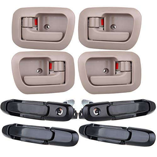 LUJUNTEC Exterior Interior Door Handles Driver Passenger Side Replacement for 1998-2003 Toyota Sienna(8pcs)