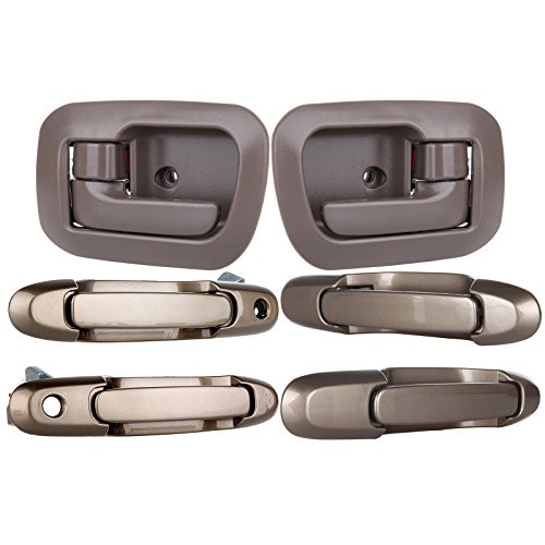 LUJUNTEC Exterior Interior Door Handles Driver Passenger Side Replacement for 1998-2003 Toyota Sienna(6pcs)
