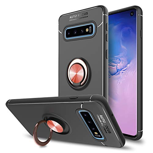 Innens Compatible Galaxy S10 Case with Kickstand, Samsung S10 Case Shock Absorption Slim Armor Protective Cover Case with Metal Ring Bracket for Samsung Galaxy S10 Case (Rose Gold)