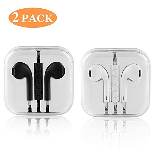 Wired Earphone in-Ear 3.5mm Built-in Remote Volume Control and Microphone Noise Isolation Headset White/Black
