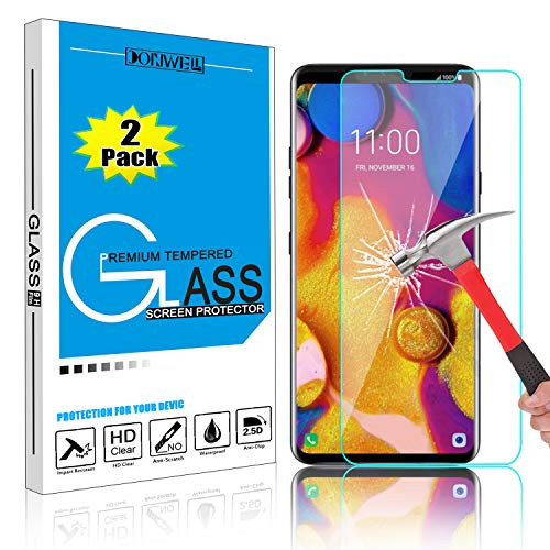 DONWELL Compatible LG V40 Screen Protector Tempered Glass Screen Protector Bubble Free Anti Scratch Protective Cover Compatible with LG V40 /LG ThinQ V40 (2 Pack)