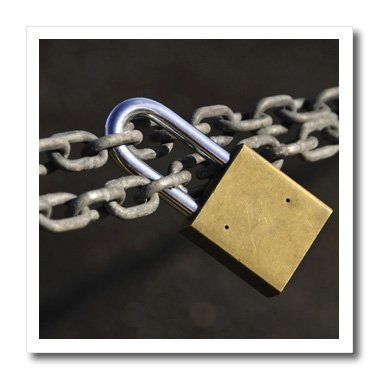 3dRose ht_93595_3 USA, Oregon, Portland. Padlock on Chain-Us38 Bja0478-Jaynes Gallery-Iron on Heat Transfer for Material, 10 by 10-Inch, White
