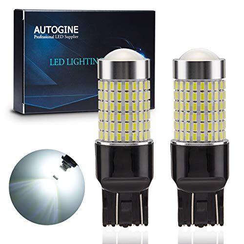 AUTOGINE 1400 Lumens Extremely Bright 144-SMD 7443 7440 7441 7444 W21W LED Bulbs 9-30V with Projector for Backup Reverse Lights, Parking Lights, Tail Brake Lights, Xenon White 6500K (Pack of 2)