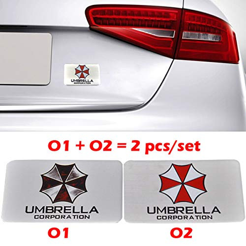 YSpring Umbrella Corporation Silver Emblem Decals Resident Evil Aluminum Alloy Badge Stickers for Vehicles Laptop Motorcycle(Style O-1.97in3.15in-2pcs/set)