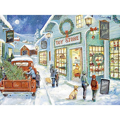 Bits and Pieces - 300 Piece Jigsaw Puzzle for Adults - The Town Toy Store - 300 pc Christmas Tree Holiday Winter Jigsaw by Artist Ruane Manning
