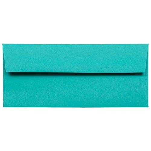 JAM PAPER #10 Business Colored Envelopes - 4 1/8 x 9 1/2 - Sea Blue Recycled - 50/Pack