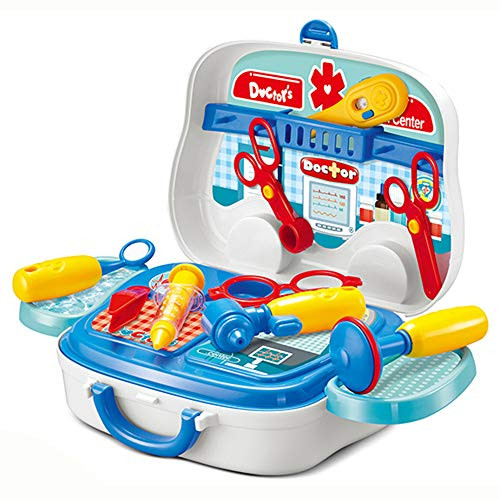 MeeYum Toys Pretend Play Doctor Set for Kids Medical Kit Nurse Carry Case On Wheels
