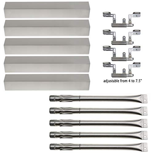 Hisencn Replacement Stainless Steel Grill Burner, Heat Plates, Crossover Tube for Gas Grill Brinkmann 810-1750-s, 810-1751-S, 810-3551-0 Gas Grill Parts Kit
