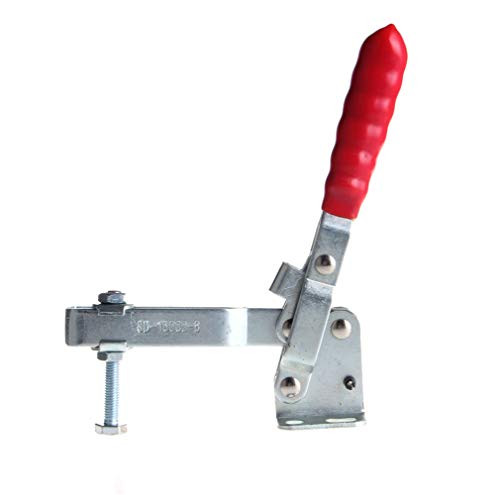 YXQ 13002B 250 Kg Toggle Clamp Flange Base Hand Tool Vertical Quick Holding Antislip Red Rubber Quick Release Steel Latch Catch Clip Hasp Metal for Boxes Trunk Cases
