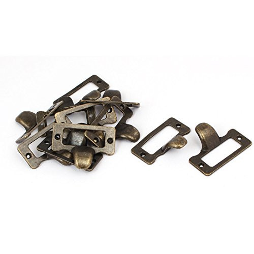 uxcell Library File Drawer 48mm Length Tag Frame Lable Pull Handle Bronze Tone 10pcs