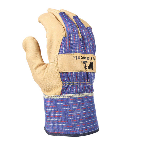 Heavy Duty Grain Leather Work Gloves with Safety Cuff, Leather Palm, Large (Wells Lamont 3300L)