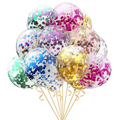 CocoHut 16 Pieces 12 Inches Confetti Balloons Balloons Helium Balloons Party Supplies for Wedding Birthday Girl Baby Shower Party Decoration