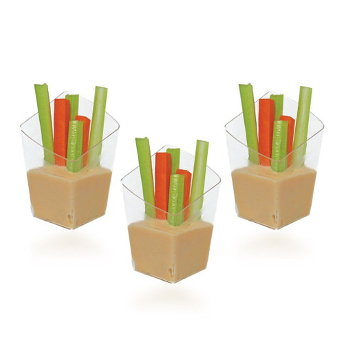 Posh Setting Mini Collection, Mini Square Shooters with Slanted Edge, Heavyweight Clear Plastic, Elegant Disposable Mini 2oz Shooter, Great for Tasting, Appetizers and Desserts. (24 CT)