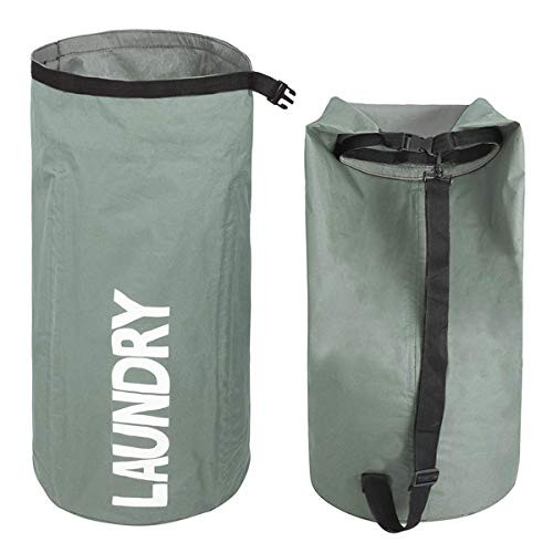 WOWLIVE Extra Large Foldable Laundry Hamper Durable Laundry Basket Collapsible Laundry Bag Backpack Laundry LinerDirty Clothes Hamper Standing Waterproof Hamper for Laundry (Gray)