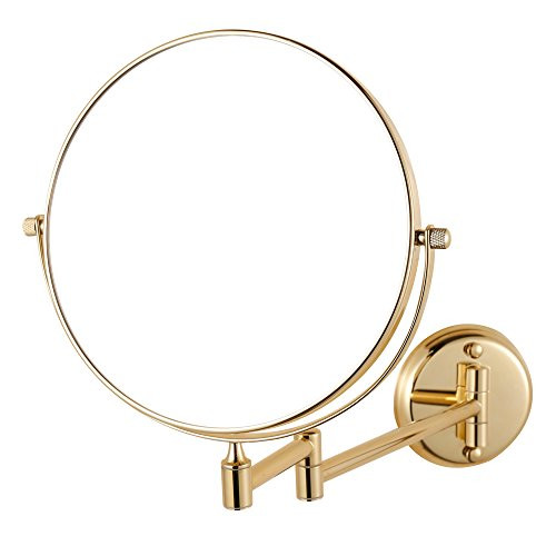 GuRun 8 Inch Antique Double Sided Wall Mounted Makeup Mirror with 5x Magnification,Gold Finish M1306J(8in,5x)