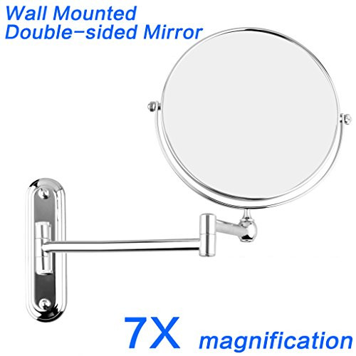 GuRun Wall Makeup Mirror with 7x Magnification Vanity Mirror,8 Inch Two Sided Swivel,Chrome Finish M1207(8in,7x)