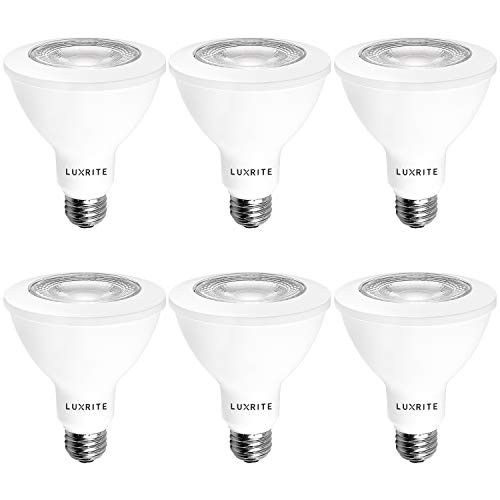 Luxrite PAR30 LED Dimmable Bulb, 75W Equivalent, 3000K Soft White, 12W LED Flood Light Bulb, 850 Lumens, Energy Star & UL Listed, E26 Base, Damp Location - Indoor/Outdoor (6 Pack)