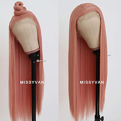 Missyvan Long Straight Hair Pink Color Lace Wigs Glueless Heat Resistant Fiber Hair Synthetic Lace Front Wigs for Fashion Women Missyvan Long Straight Hair Pink Color Lace Wigs Glueless Heat Resistant Fiber Hair Synthetic Lace Front Wigs for Fashion Women