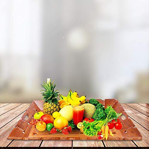 Khandekar Wooden Serving Tray with Handles - Great for Dinner Wooden Trays, Tea/Coffee Tray, bar Tray, Breakfast Tray, or Any Food Tray - Good for Parties or Bed Tray