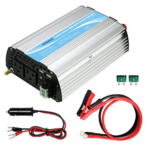 600W Car Power Inverter DC 12 Volt to AC 120 Volt with 2 AC Outlets and Dual 2.4A USB Ports