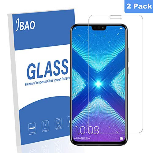 [2-Pack] Jbao Direct for Huawei Honor 8X Screen Protector, 9H Hardness [Scratch Resistant][Anti-Fingerprint][Bubble Free][2.5D Arc Edge][Ultra Thin] Tempered Glass Film for Huawei Honor 8X