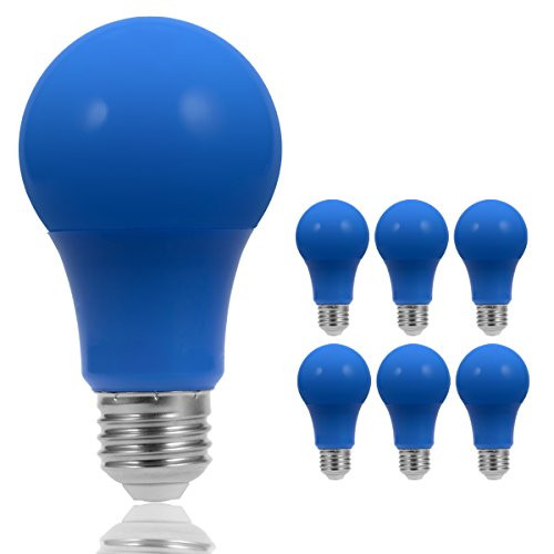 JandCase LED Blue Light Bulbs, 40W Equivalent, A19 Light Bulbs with Medium Base, 6 Pack