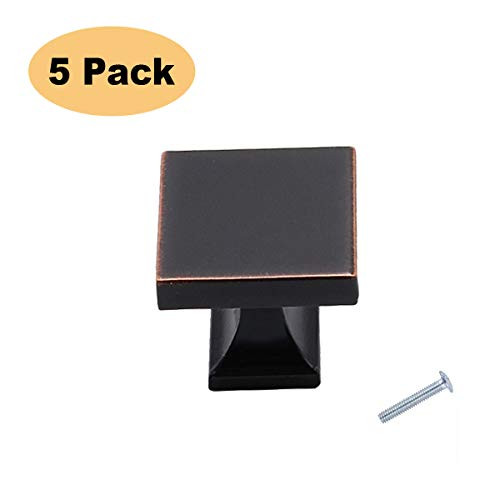 Oil Rubbed Bronze Cabinet Knobs Vintage Drawer Knobs - Peaha PH6785ORB Rubbed Bronze Cabinet Hardware Square Modern Kitchen Drawer Pulls and Knobs 5 Pack