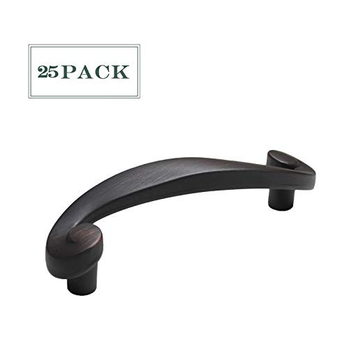 25 Pack Kitchen Cabinet Knobs and Pulls 3 inch Hole Spacing Drawer Dresser Pull Handles 3.8'' Total Length Oil Rubbed Bronze Twist Knobs