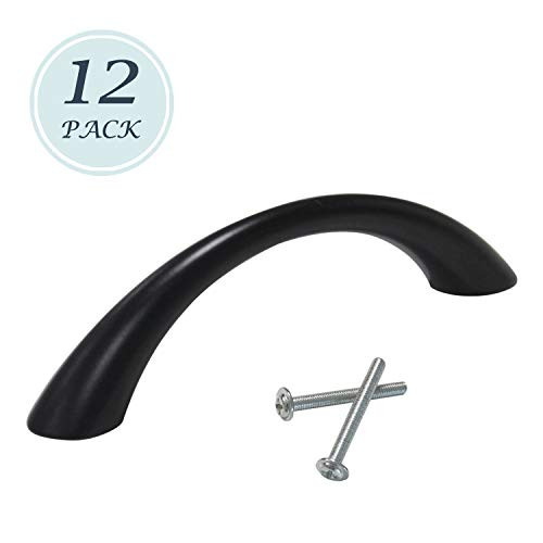 Cabinet Pull Black Finish Door Knobs Closet Cabinet Pulls Cabinet Pull Kitchen Cabinet Handles Drawer Pulls, 3-3/4" Hole Spacing, 12 Pack
