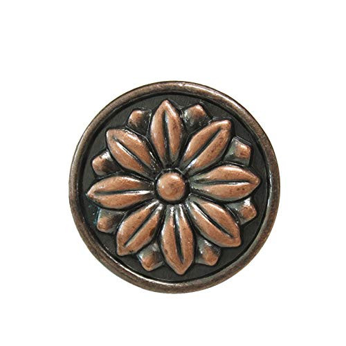 10 Pack Antique Copper 1.5'' Diameter Round Flower Cabinet Knobs and Pulls Vintage Drawer Dresser Cupboard Closet Pull Handles Kitchen Bedroom Hardware Pulls