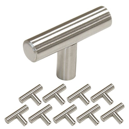homdiy Kitchen Cabinet Knobs Brushed Nickel 10 Pack Modern Cabinet Hardware Knobs - HD201SN Cabinet Door Knobs for Dresser Drawers Metal Drawer Pulls and Knobs T Cabinet Knobs